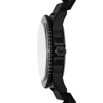 Emporio Armani World Explorer Rubber Strap Black Dial Men's Watch